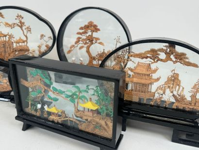 ASIA, 20th century.
Set of eleven cut cork...