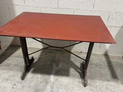 Rectangular bistro table, metal top, cast-iron...