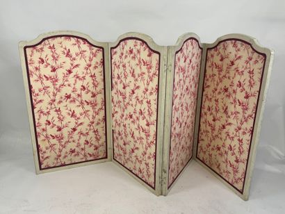Four-leaf folding screen in molded and lacquered...