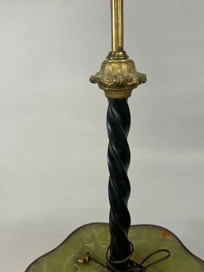 Openwork brass tripod floor lamp, fluted...