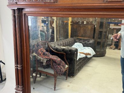 Large molded and carved wood mirror with...