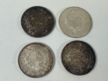 Ensemble de quatre pièces de 50 francs Hercule...