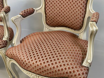 Pair of cabriolet armchairs in lacquered...