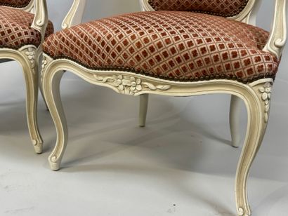 Pair of cabriolet armchairs in lacquered...