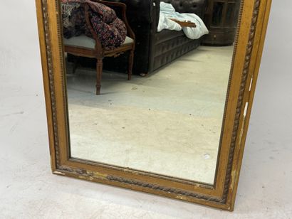 Wood and gilded stucco overmantel mirror...