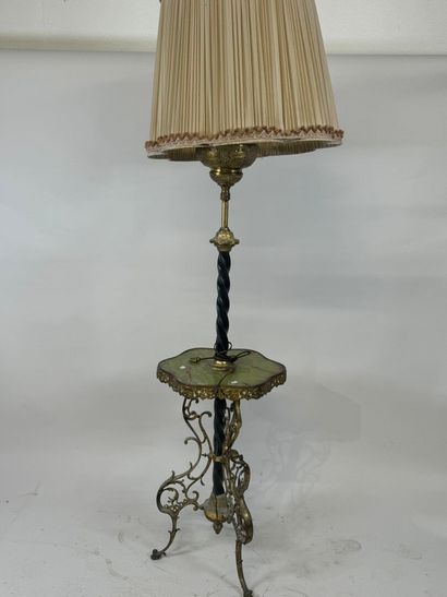 Openwork brass tripod floor lamp, fluted...
