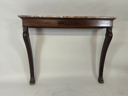 Large rectangular console in molded and carved...