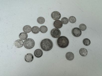 Lot of silver coins including 2 francs, 1...