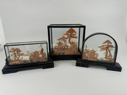 ASIA, 20th century.
Set of three cut-out...