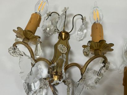 Six-light bronze chandelier with crystal...