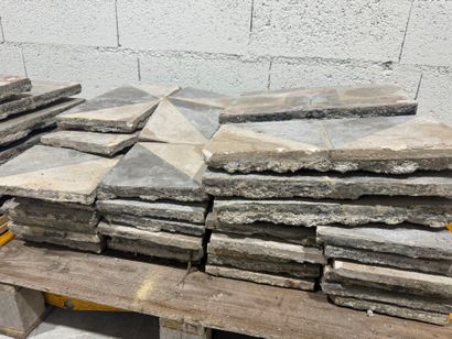 Large lot of polychrome cement tiles with...