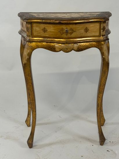 Small molded and gilded wood bedside table...