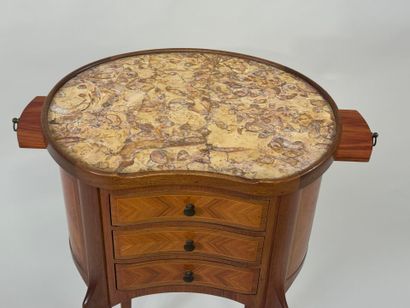 Small kidney-shaped bedside table in wood...