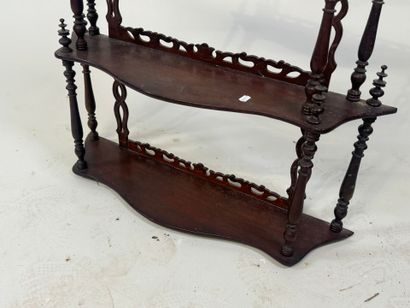 Small four-tiered wall shelf in turned and...