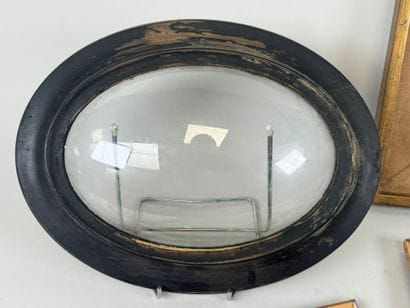 Set of four giltwood and blackened wood frames,...