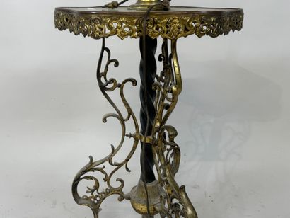 Openwork brass tripod floor lamp, fluted...