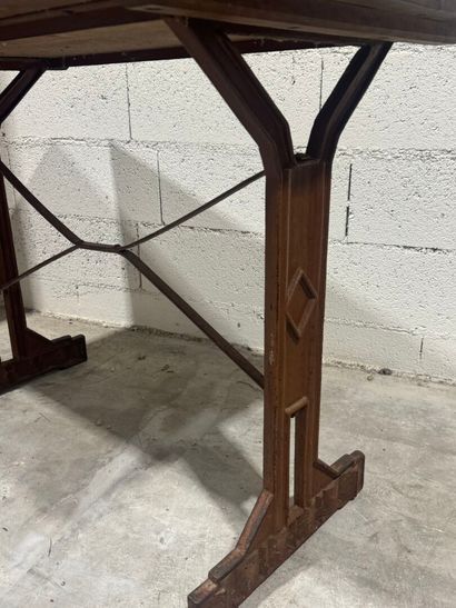 Rectangular bistro table, oak top, cast-iron...