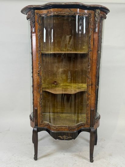 Curved display cabinet in wood and veneer...