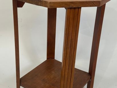 Small octagonal pedestal table in molded...