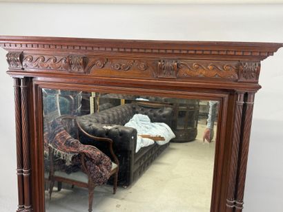 Large molded and carved wood mirror with...