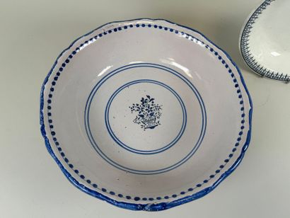 Two earthenware salad bowls, one SARREGUEMINES...