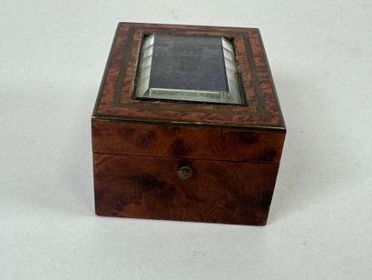Small brass veneered and filleted watch holder,...
