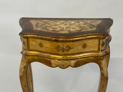 Small molded and gilded wood bedside table...