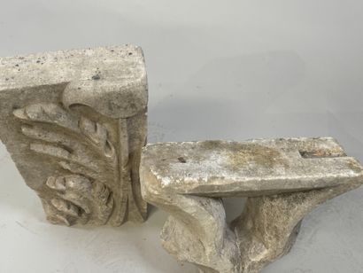 Two stone ornaments, one rectangular with...