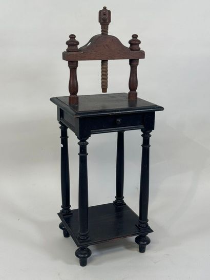 Binding press cabinet in blackened and stained...