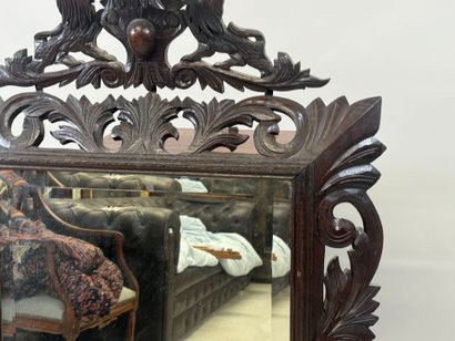 Moulded, carved and openworked wooden mirror...