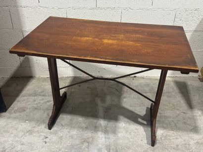 Rectangular bistro table, oak top, cast-iron...