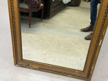 Wood and gilded stucco overmantel mirror...