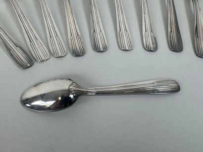 Twelve small spoons in silver-plated metal,...