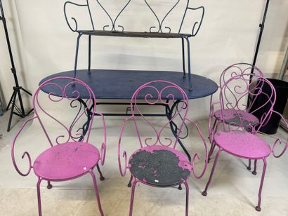 Painted metal garden furniture set comprising...