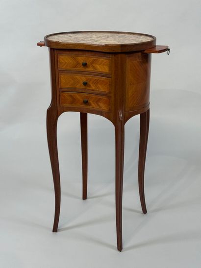Small kidney-shaped bedside table in wood...