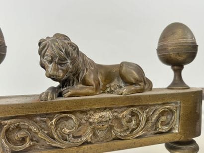 Pair of cast-iron and chased gilt bronze...