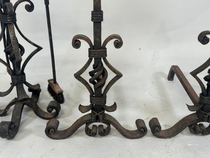 Important pair of cast-iron and metal andirons...