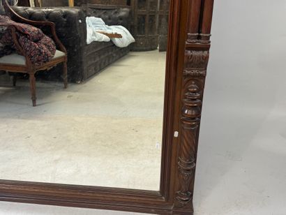 Large molded and carved wood mirror with...