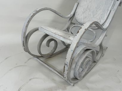 Bentwood rocking chair with painted leatherette...
