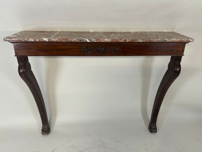 Large rectangular console in molded and carved...