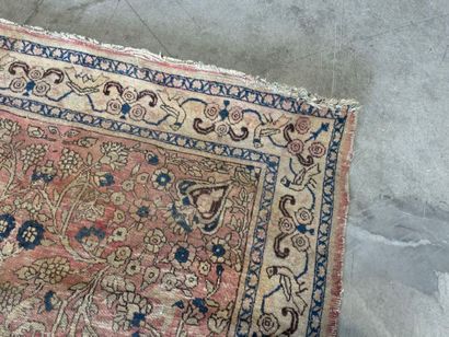 Hand-knotted wool rug decorated with foliate...