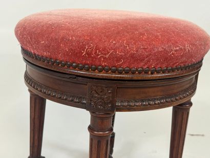 Circular piano stool in molded wood, screw...