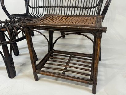 Bench seat in bentwood and stained wicker.
90...