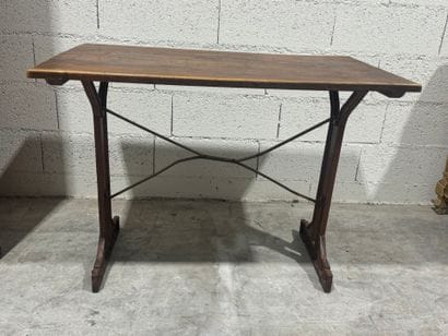 Rectangular bistro table, oak top, cast-iron...