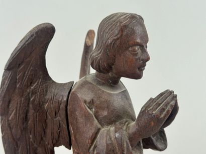 École, XIXe.
Ange agenouillé en bois sculpté.
H....