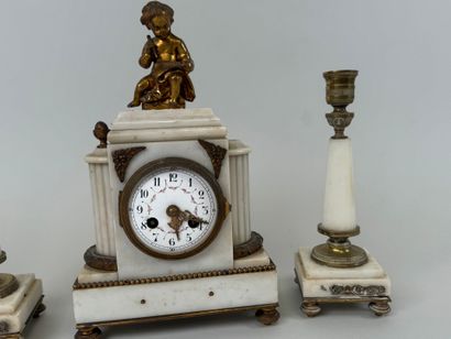White marble, bronze and brass set decorated...