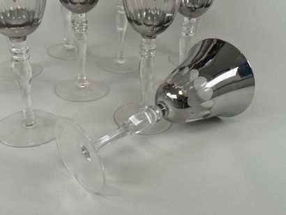 Series of ten faceted glass tasting glasses...