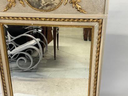 Lacquered and molded wood trumeau decorated...