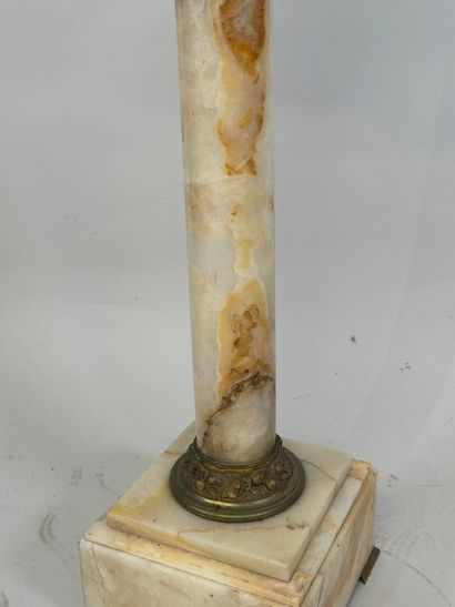 Onyx and bronze column, square base, column...