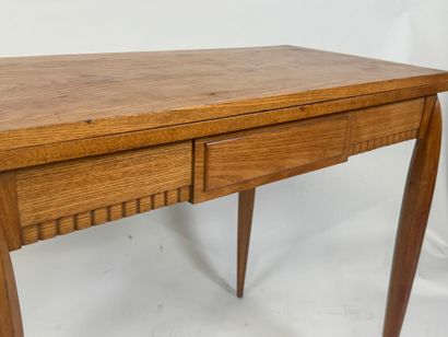 Natural wood games table, tapered legs.
73.5...